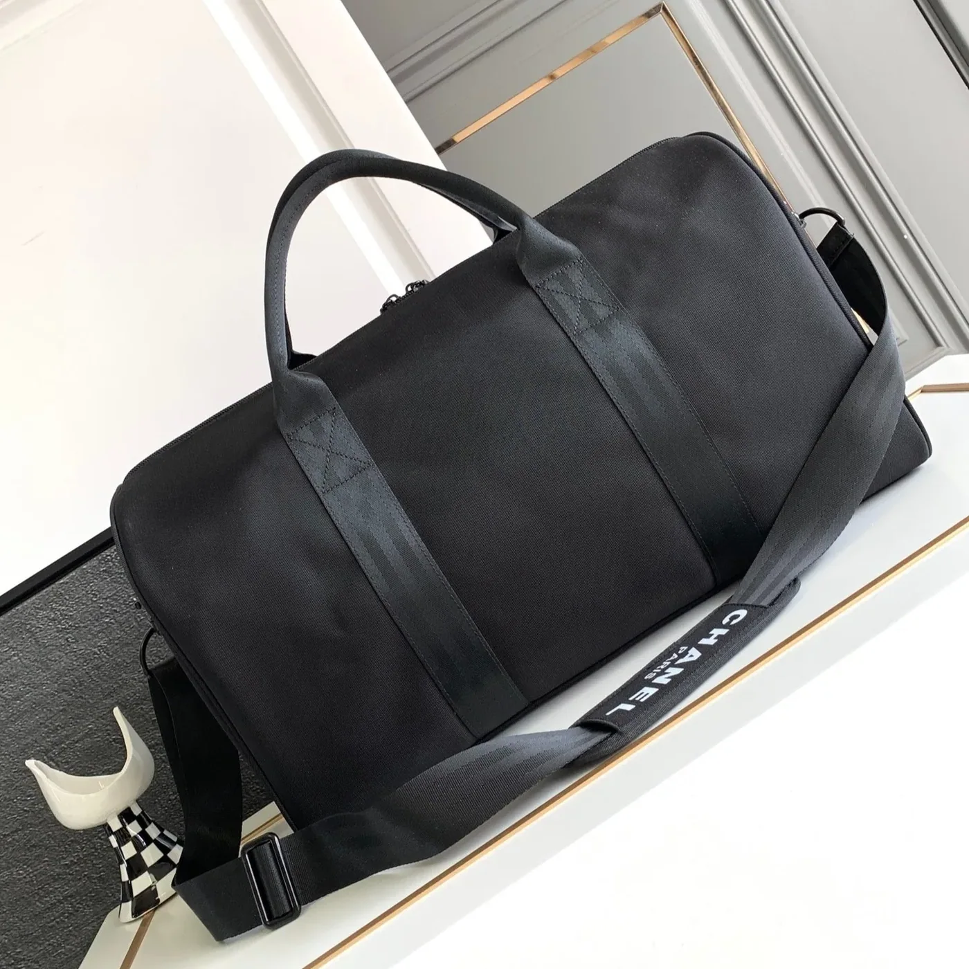 Chanel CC Logo Novelty Boston Travel Bag Black /