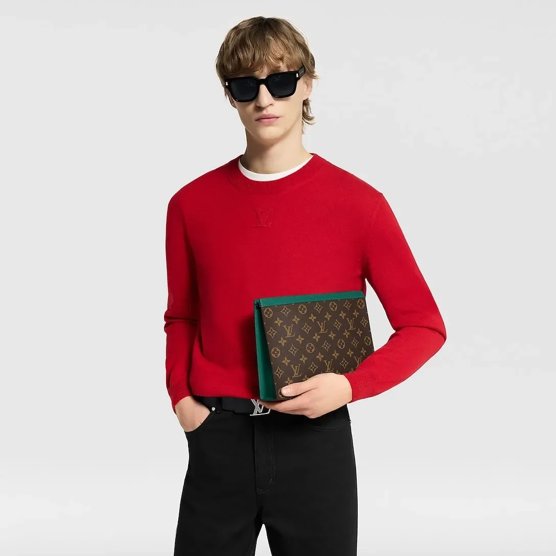 Louis Vuitton Pochette Voyage MM Pouch / Borneo Green Monogram Macassar Canvas Silver Hardware