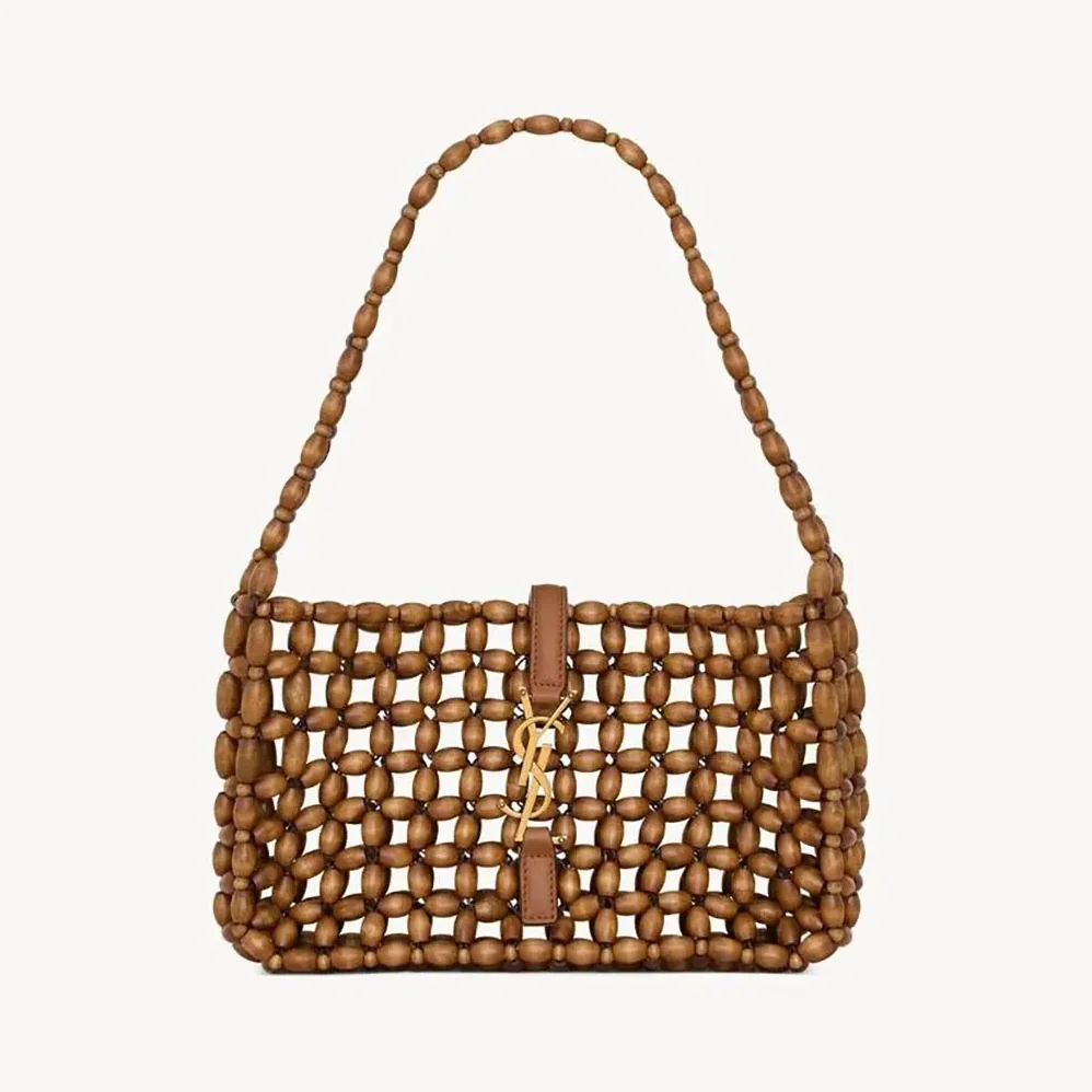Saint Laurent YSL Le 5 À 7 In Wood Beads for Women in Brown