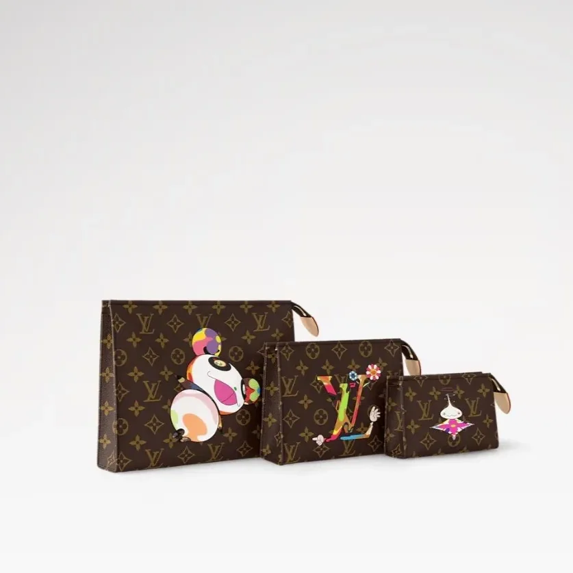 Louis Vuitton LV x TM Trio Toiletry Pouch Monogram Canvas / Louis Vuitton LV x TM Trio Toiletry Pouch Monogram Canvas /