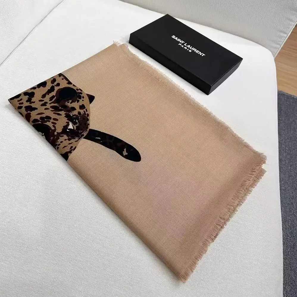 Saint Laurent YSL Cassandre Square Scarf In Wool Twill for Women Saint Laurent YSL Cassandre Square Scarf In Wool Twill for Women