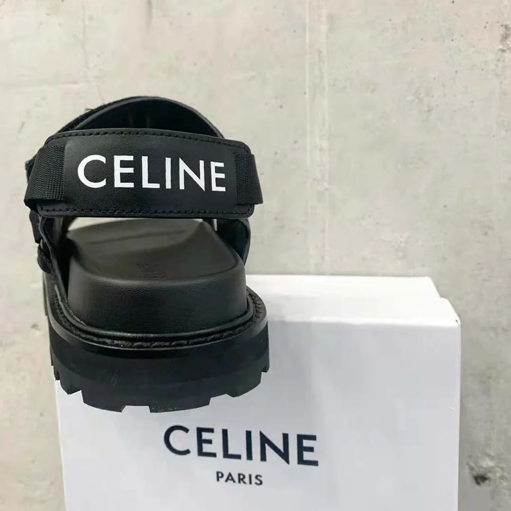 Celine Bulky Outdoor Sandal in Calfskin for Women in Black