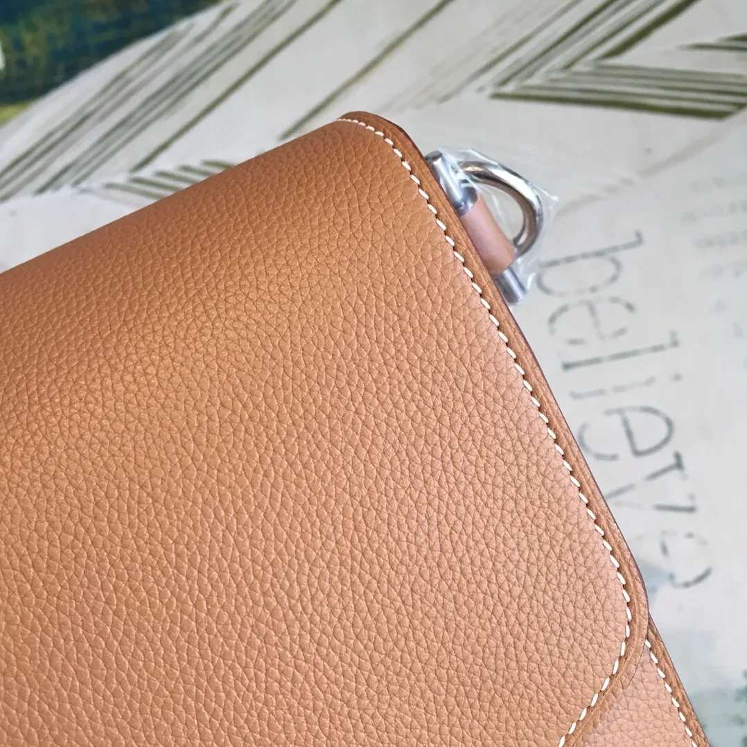 Hermes Mini Evercolor Sac Roulis 19 Brown Palladium Hardware / Hermes Mini Evercolor Sac Roulis 19 Brown Palladium Hardware /