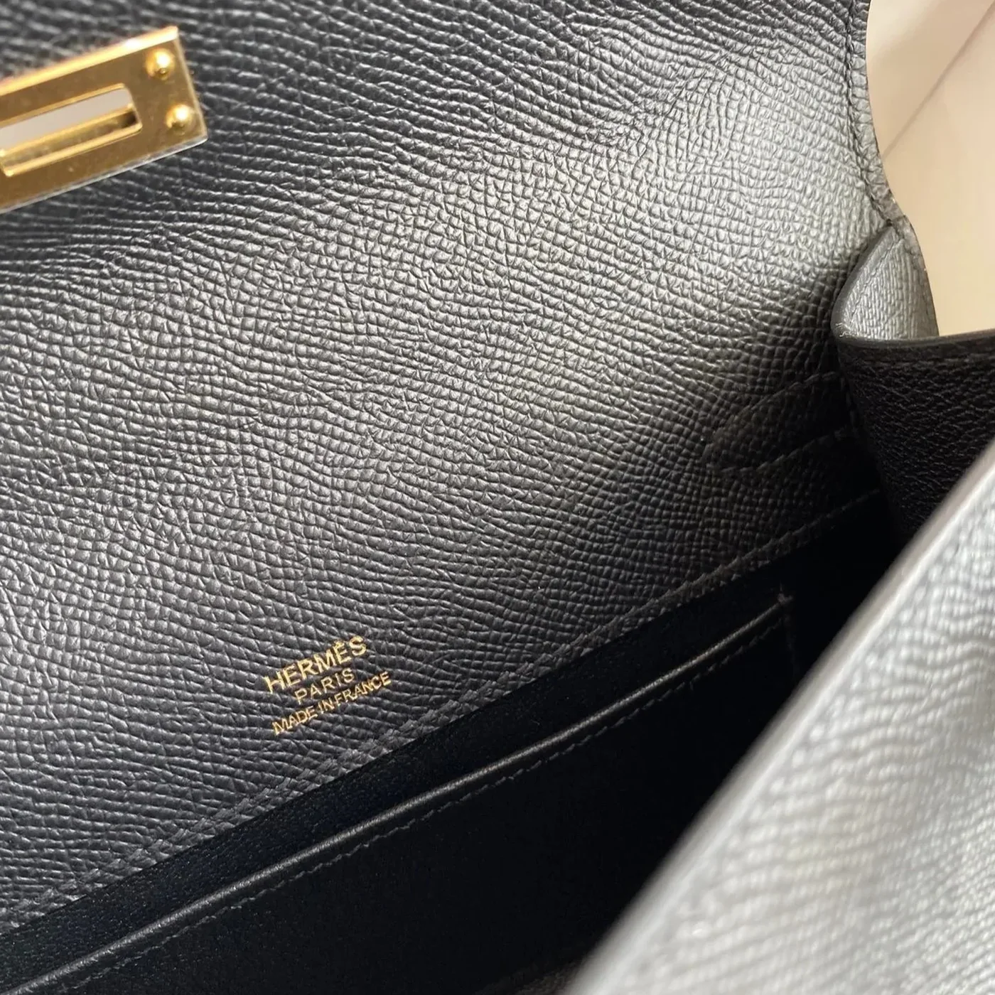 Hermes Kelly Pochette Top Handle Bag in Noir Epsom Gold Hardware Hermes Kelly Pochette Top Handle Bag in Noir Epsom Gold Hardware