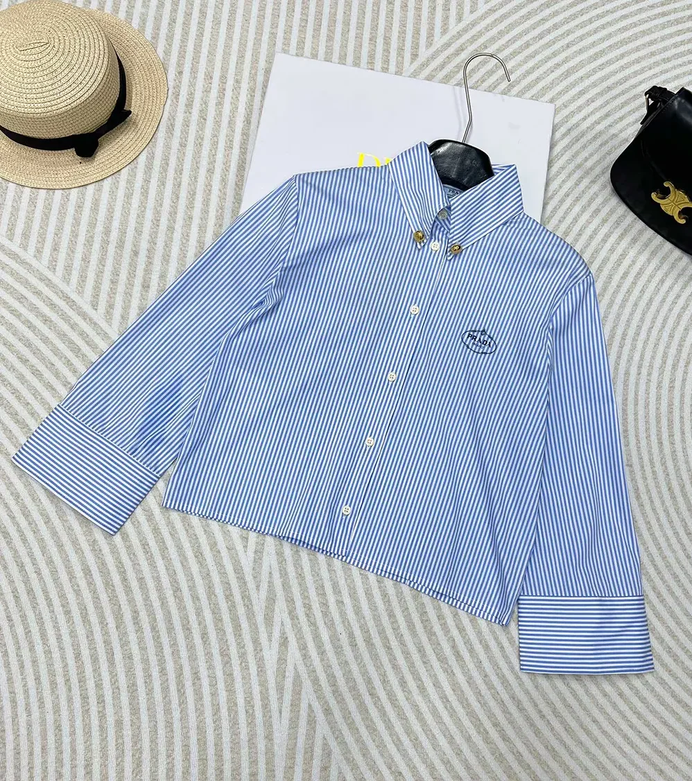 Prada Embroidered Striped Shirt for Women Prada Embroidered Striped Shirt for Women