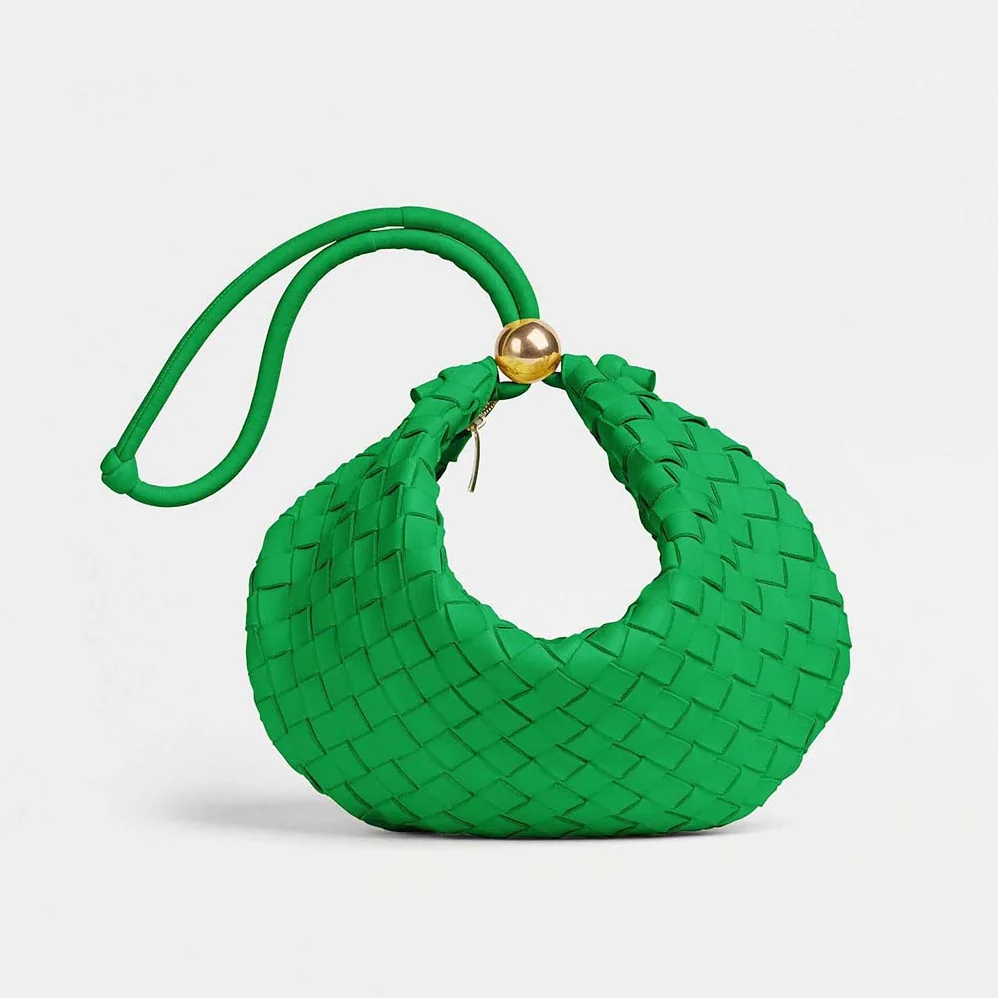 Bottega Veneta Turn Medium Intrecciato Leather Pouch with Adjustable Strap for Women in Green