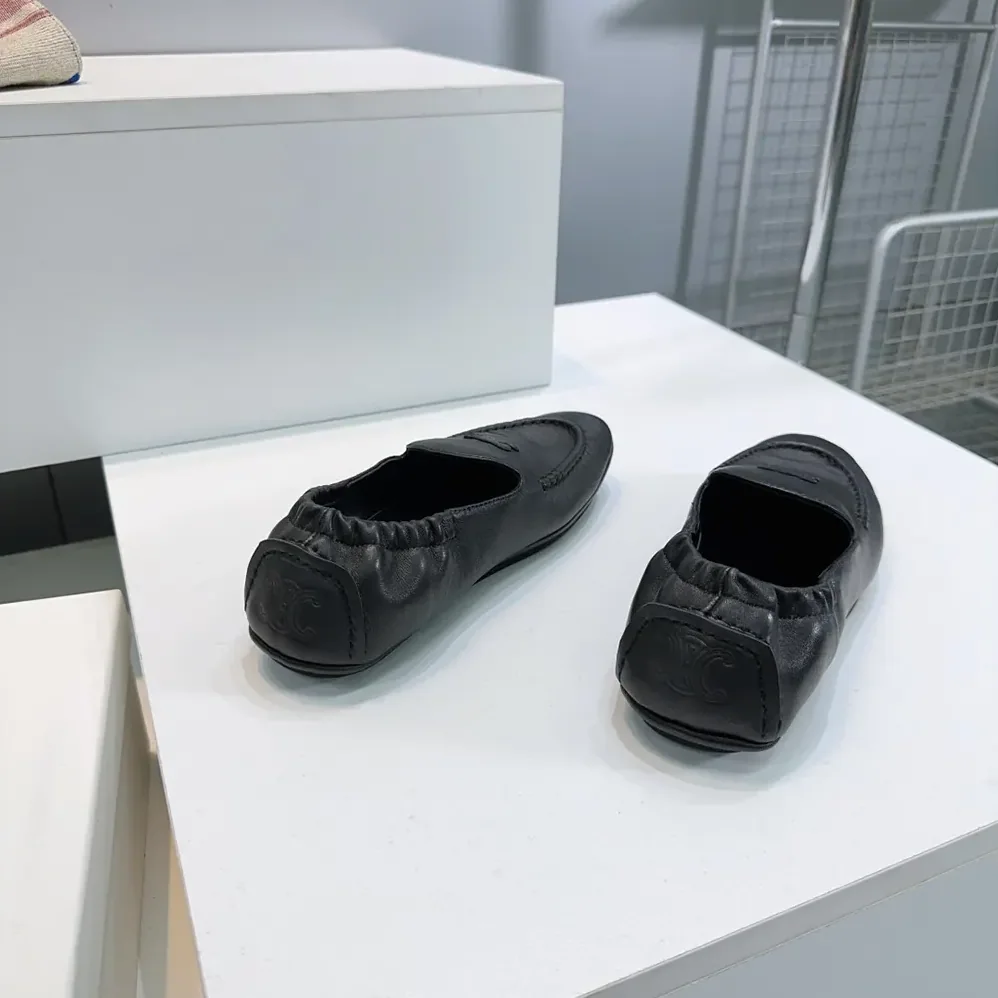 Celine Adam-Slip-On Loafer In Goatskin for Unisex in Black Celine Adam-Slip-On Loafer In Goatskin for Unisex in Black