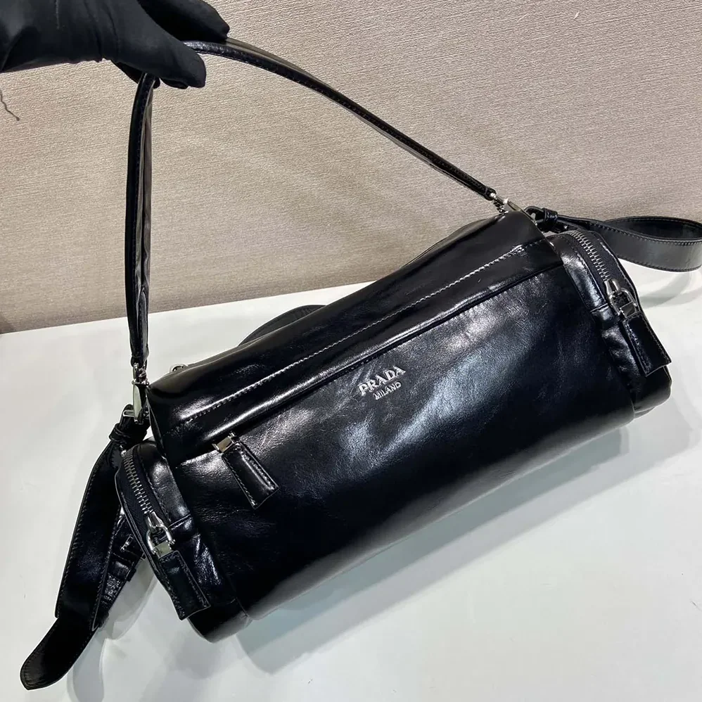 Prada Distressed Nappa Leather Shoulder Bag for Women