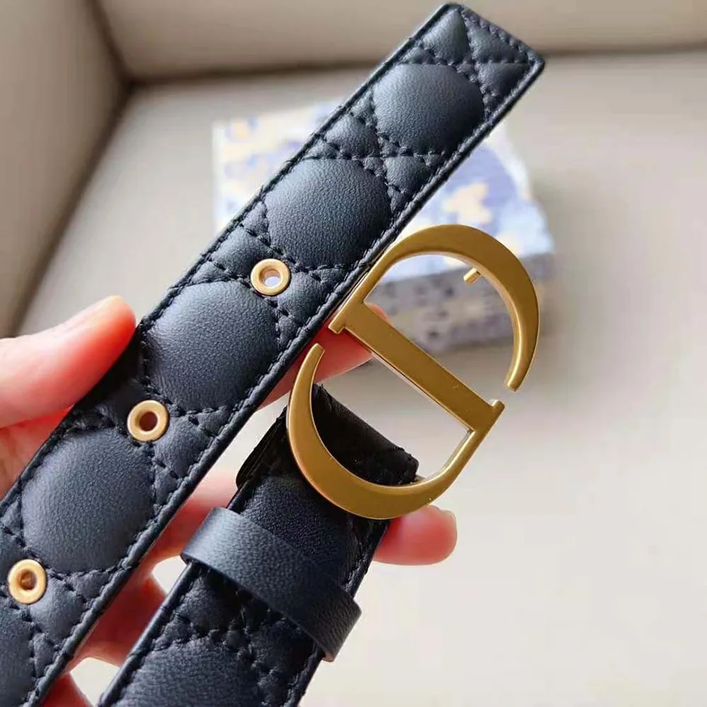 Dior 30 Montaigne Belt Black Cannage Calfskin 30 MM for Women