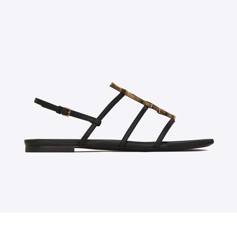 Saint Laurent YSL Cassandra Open Sandals Smooth Leather for Women in Black Saint Laurent YSL Cassandra Open Sandals Smooth Leather for Women in Black