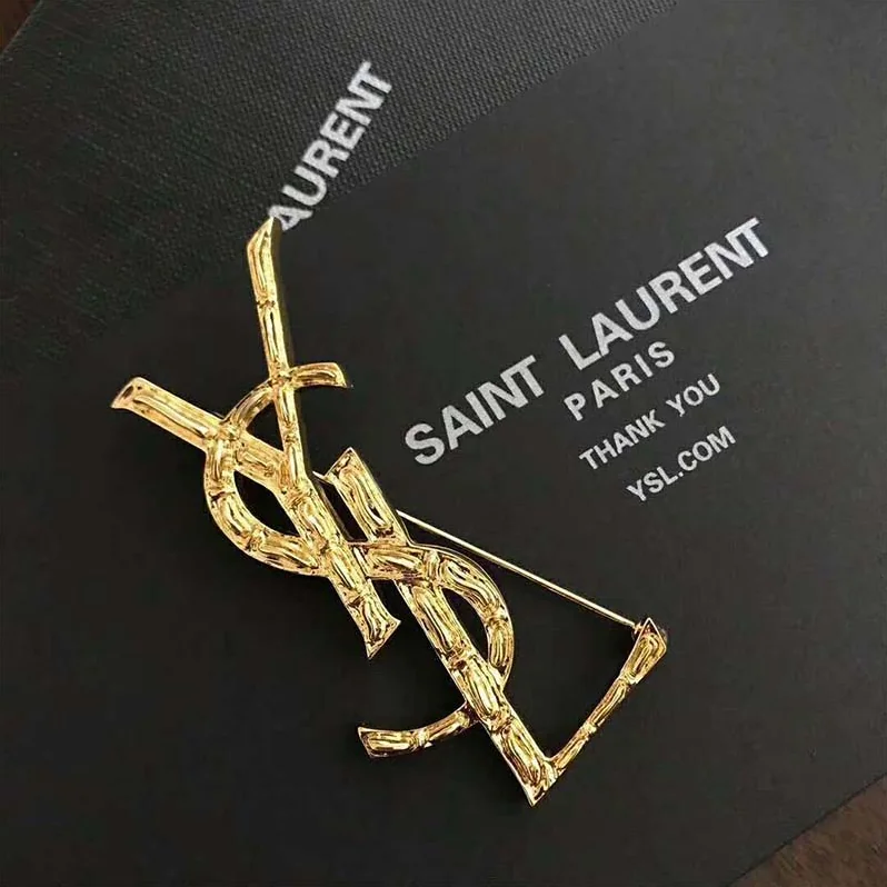 Saint Laurent YSL Opyum YSL Crocodile Brooch Gold Brass for Women Saint Laurent YSL Opyum YSL Crocodile Brooch Gold Brass for Women