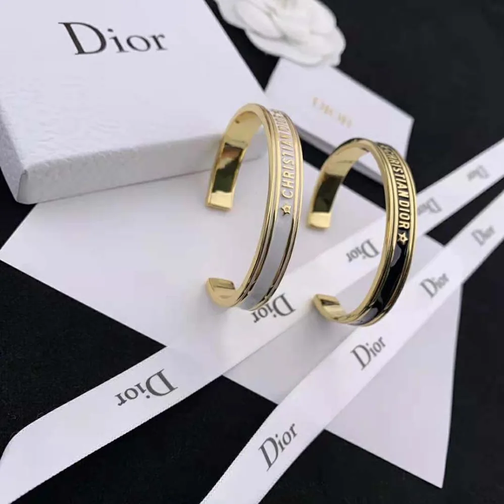 Dior Code Bangle Gold-Finish Metal and White Lacquer for Women Dior Code Bangle Gold-Finish Metal and White Lacquer for Women