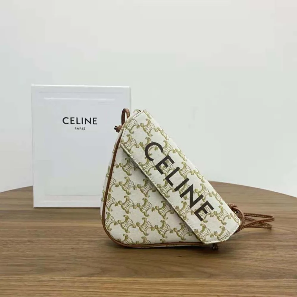 Celine Triangle Bag in Triomphe Canvas with Celine Print for Women Celine Triangle Bag in Triomphe Canvas with Celine Print for Women