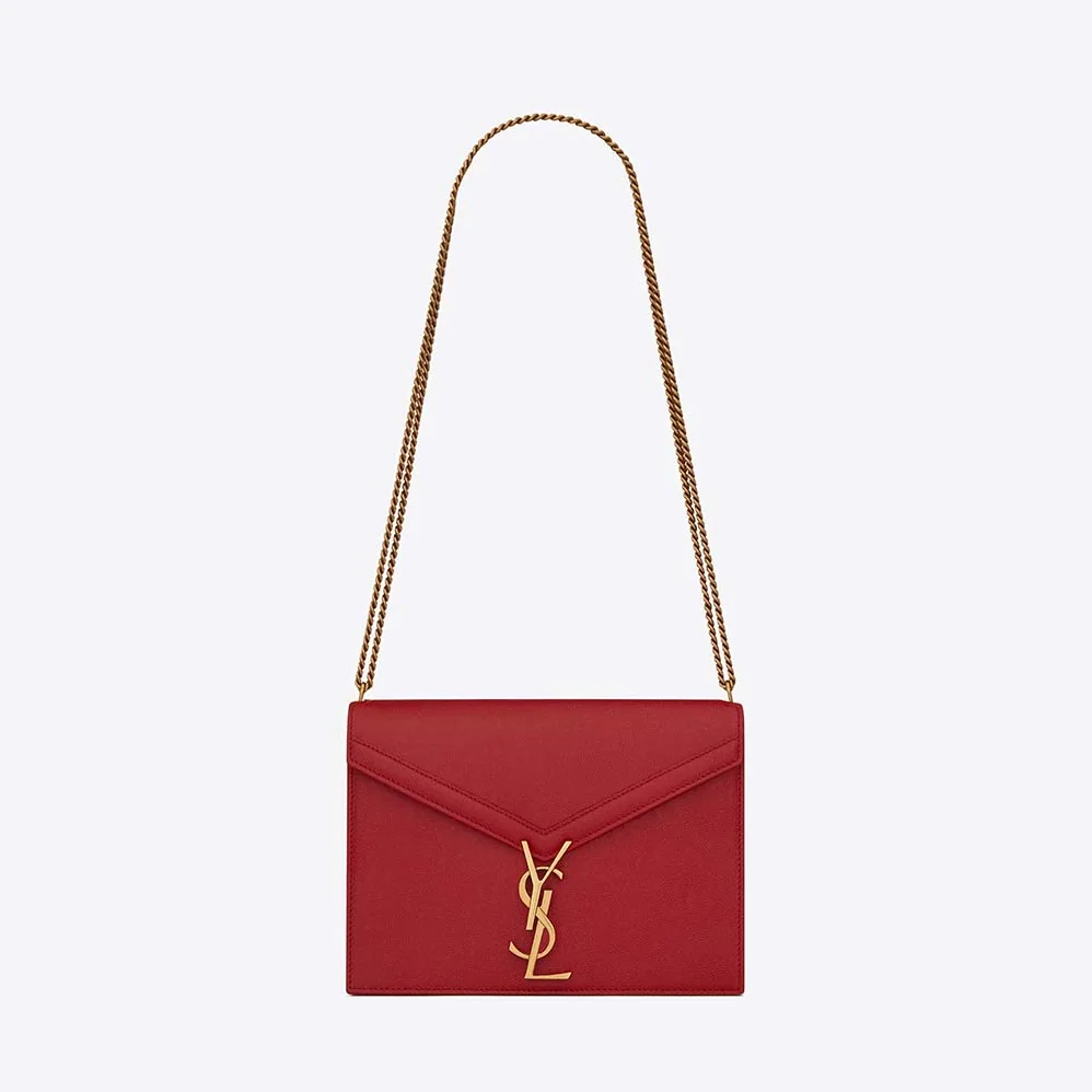 Saint Laurent YSL Cassandra Monogram Clasp Bag in Grain DE Poudre Embossed Leather for Women in Red Saint Laurent YSL Cassandra Monogram Clasp Bag in Grain DE Poudre Embossed Leather for Women in Red