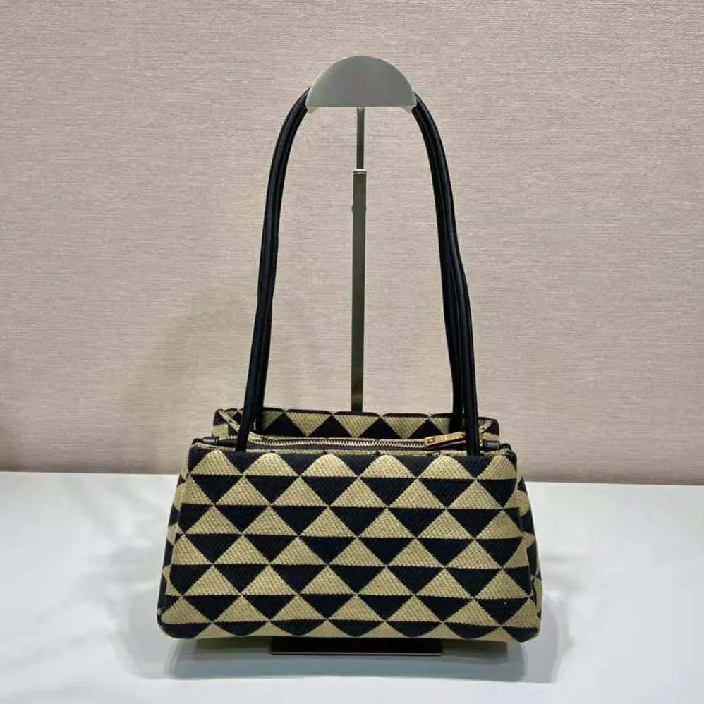 Prada Small Embroidered Fabric Bag for Women in Brown Prada Small Embroidered Fabric Bag for Women in Brown