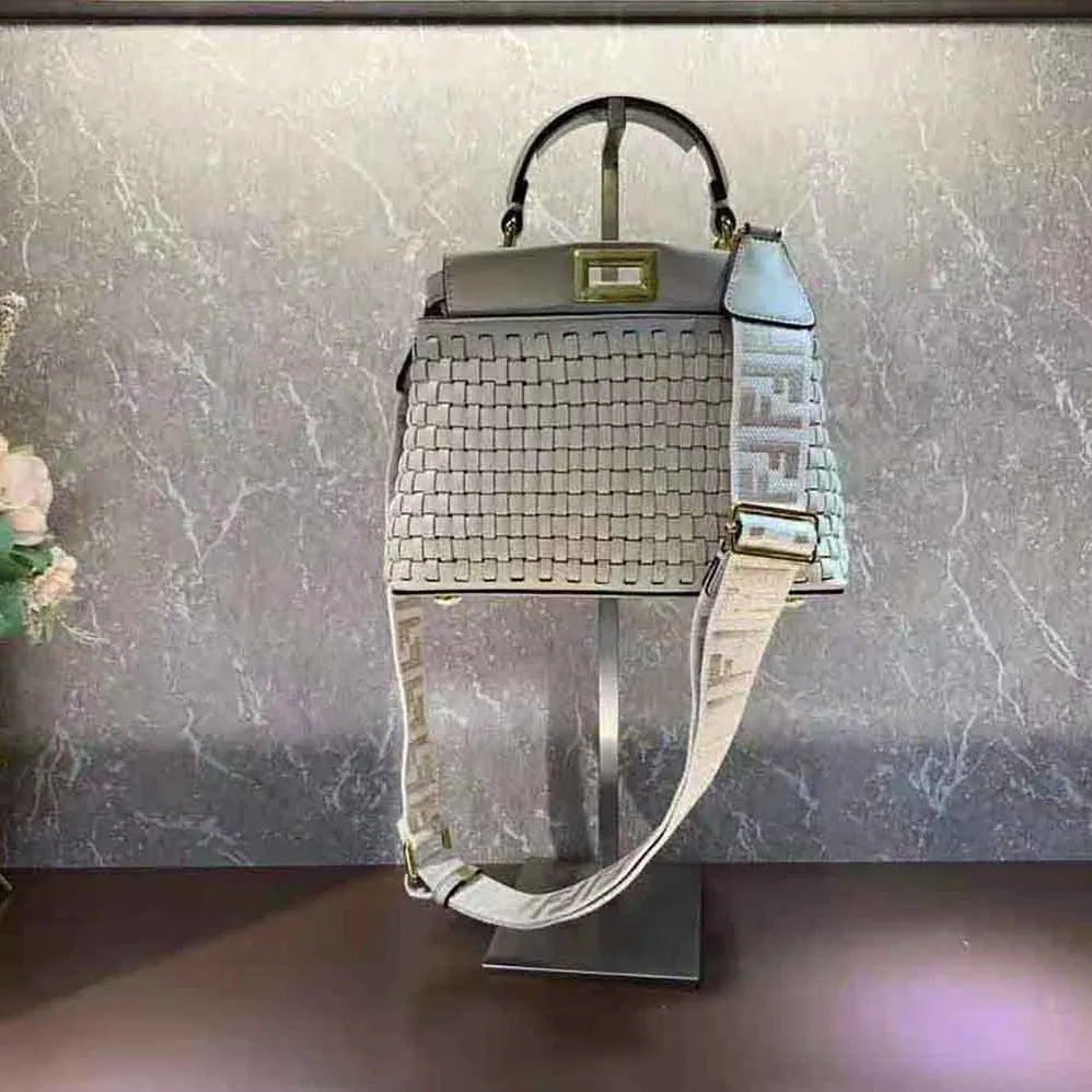 Fendi Peekaboo Mini Beige Braided Leather Bag for Women Fendi Peekaboo Mini Beige Braided Leather Bag for Women