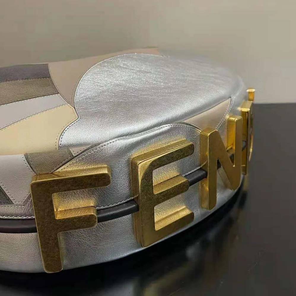 Fendi Fendigraphy Medium Leather Bag with Multicolor Inlay for Women