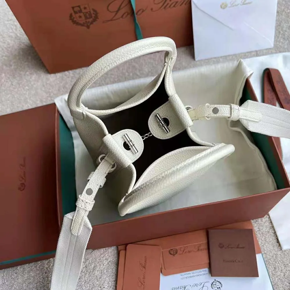 Loro Piana Micro Bale Bag in Calfskin Leather for Women in White Loro Piana Micro Bale Bag in Calfskin Leather for Women in White
