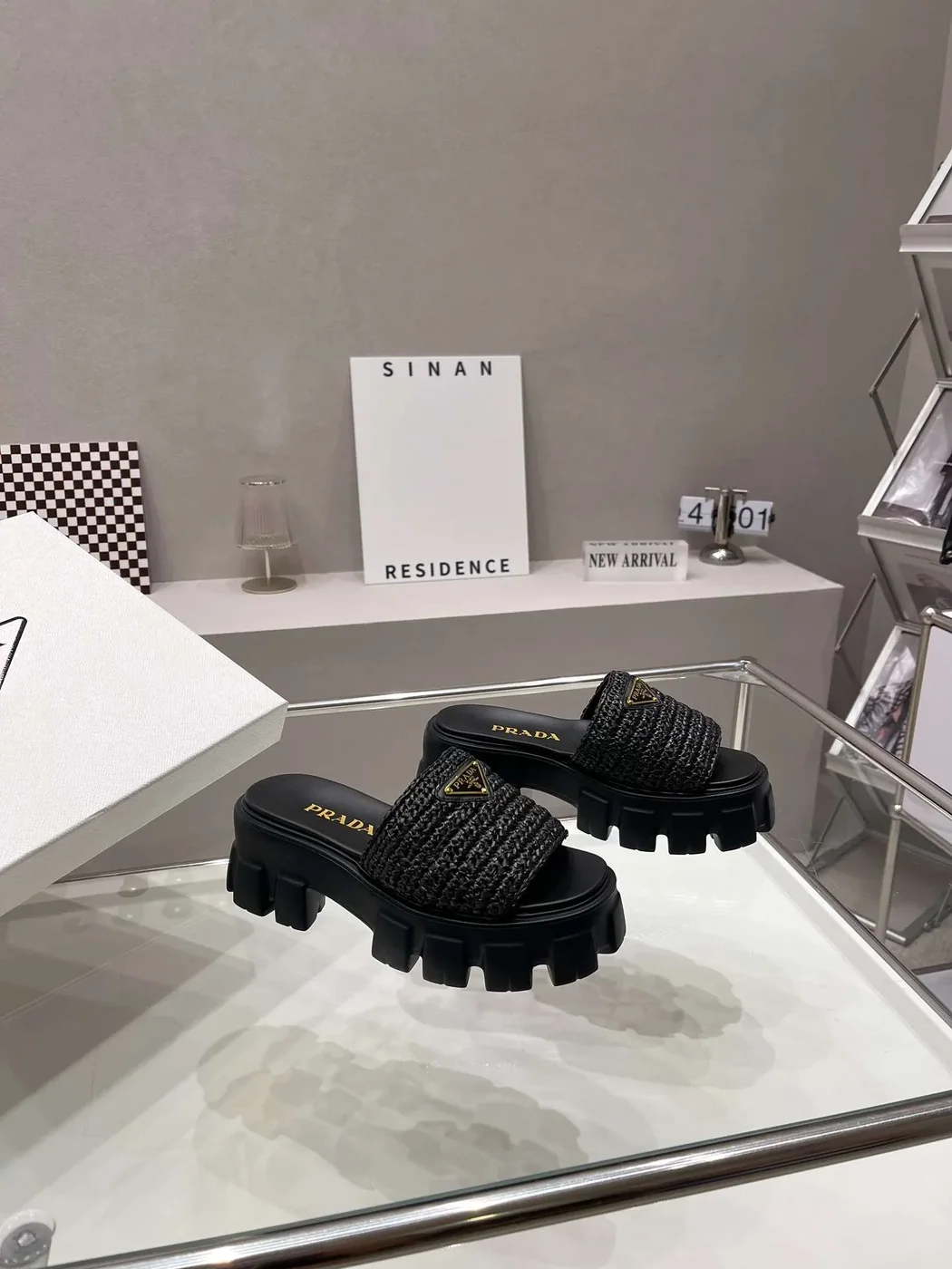 Prada Monolith Crochet Cage Slippers Black Prada Monolith Crochet Cage Slippers Black