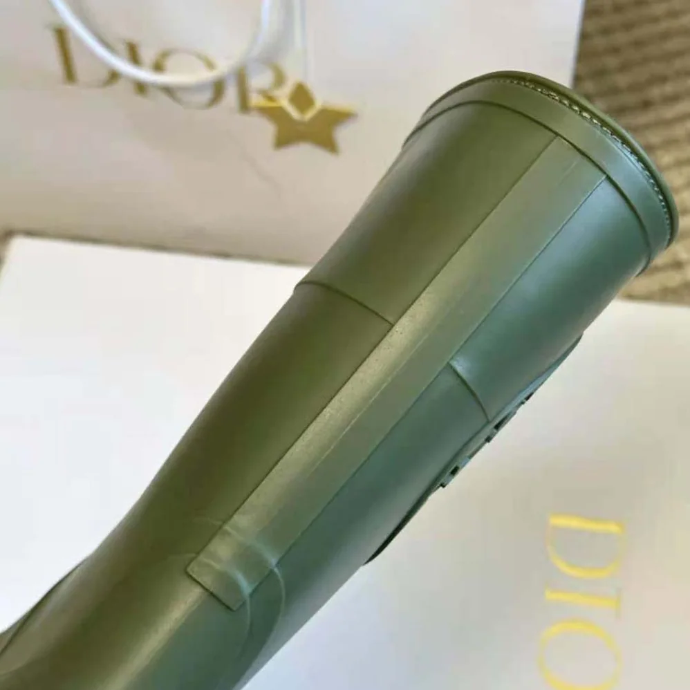Dior Diorunion Rain Boot Khaki Rubber with Dior Union Motif for Women