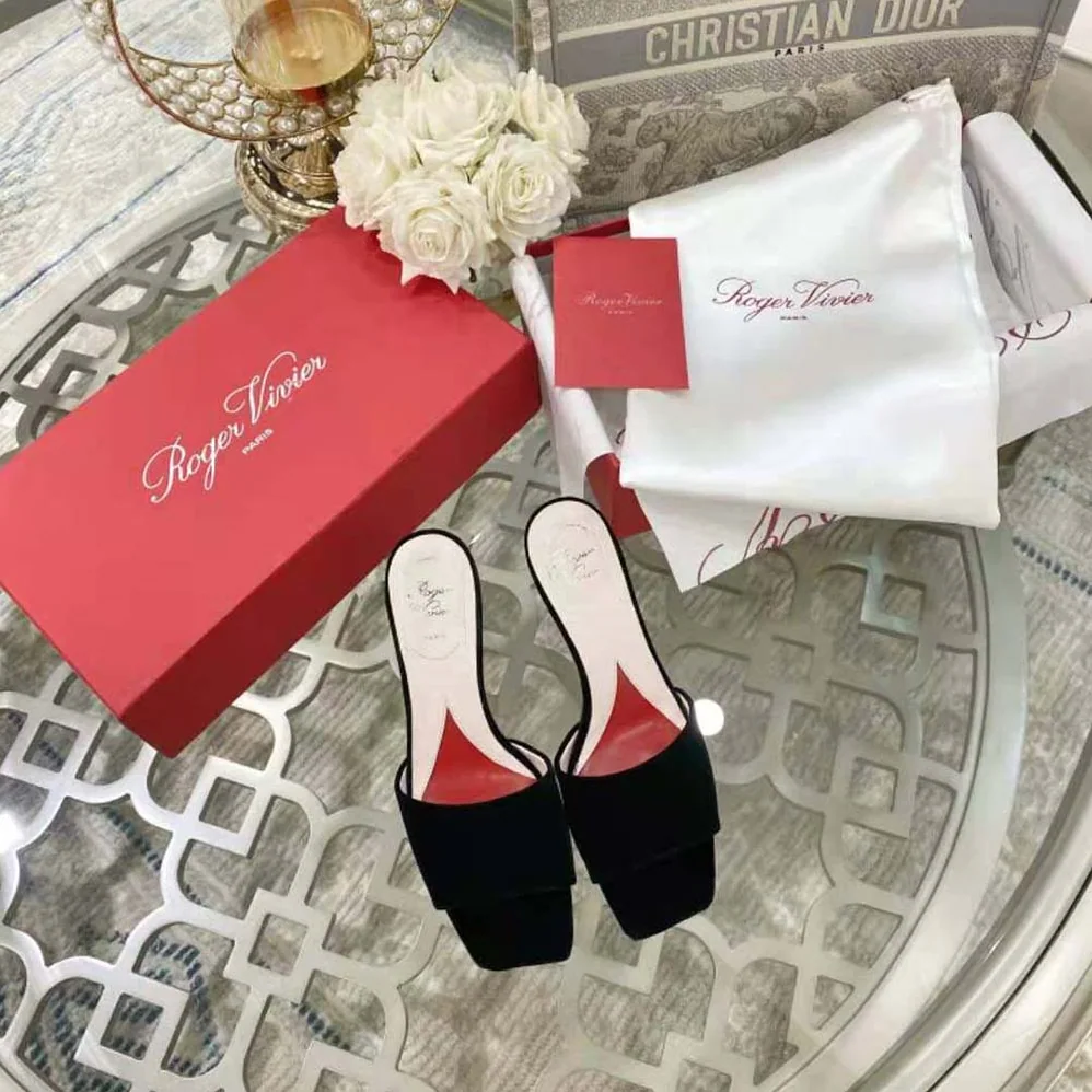 Roger Vivier Marlene Strass Mules in Suede for Women in Black Roger Vivier Marlene Strass Mules in Suede for Women in Black