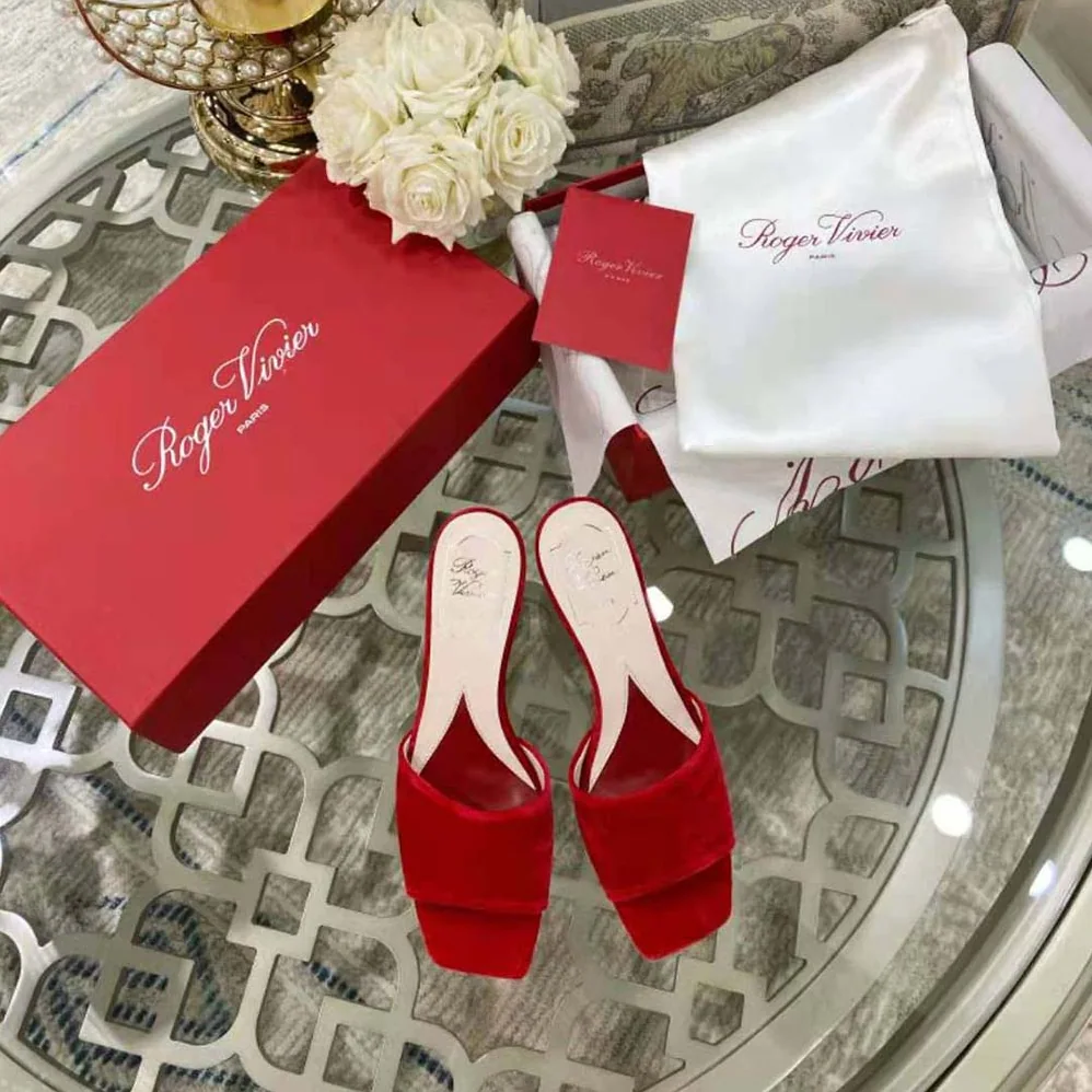 Roger Vivier Marlene Strass Mules in Suede for Women in Red