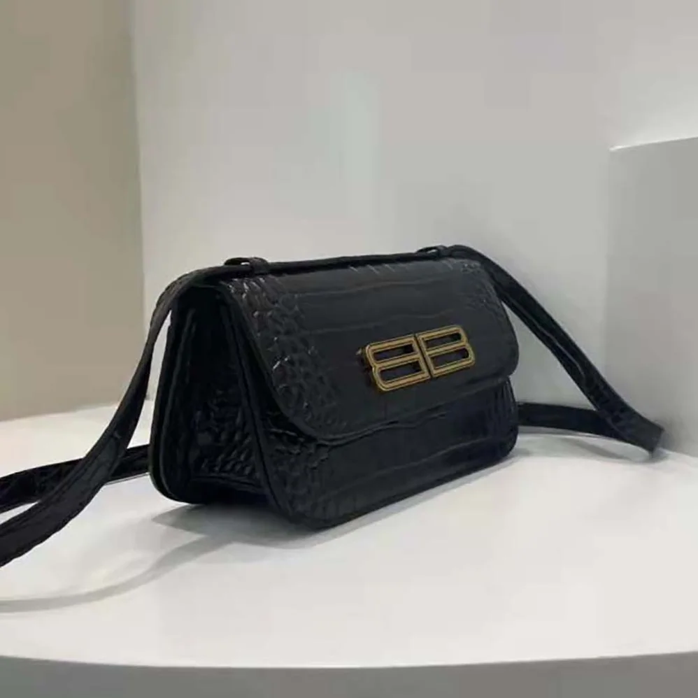 Balenciaga Gossip Small Bag in Extra Supple Crocodile Embossed Calfskin in Black for Women