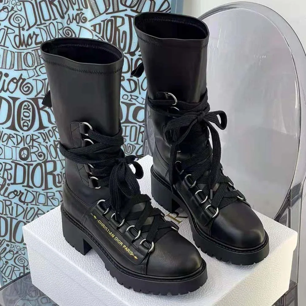 Dior D-Fight Ankle Boot Black Lambskin for Women