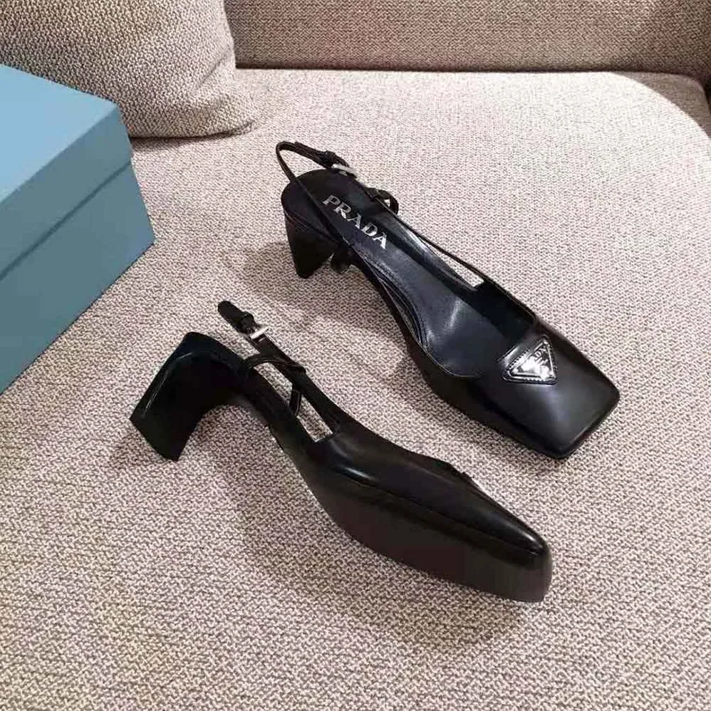 Prada Naplak Leather Slingbacks in 55 mm Heel for Women in Black