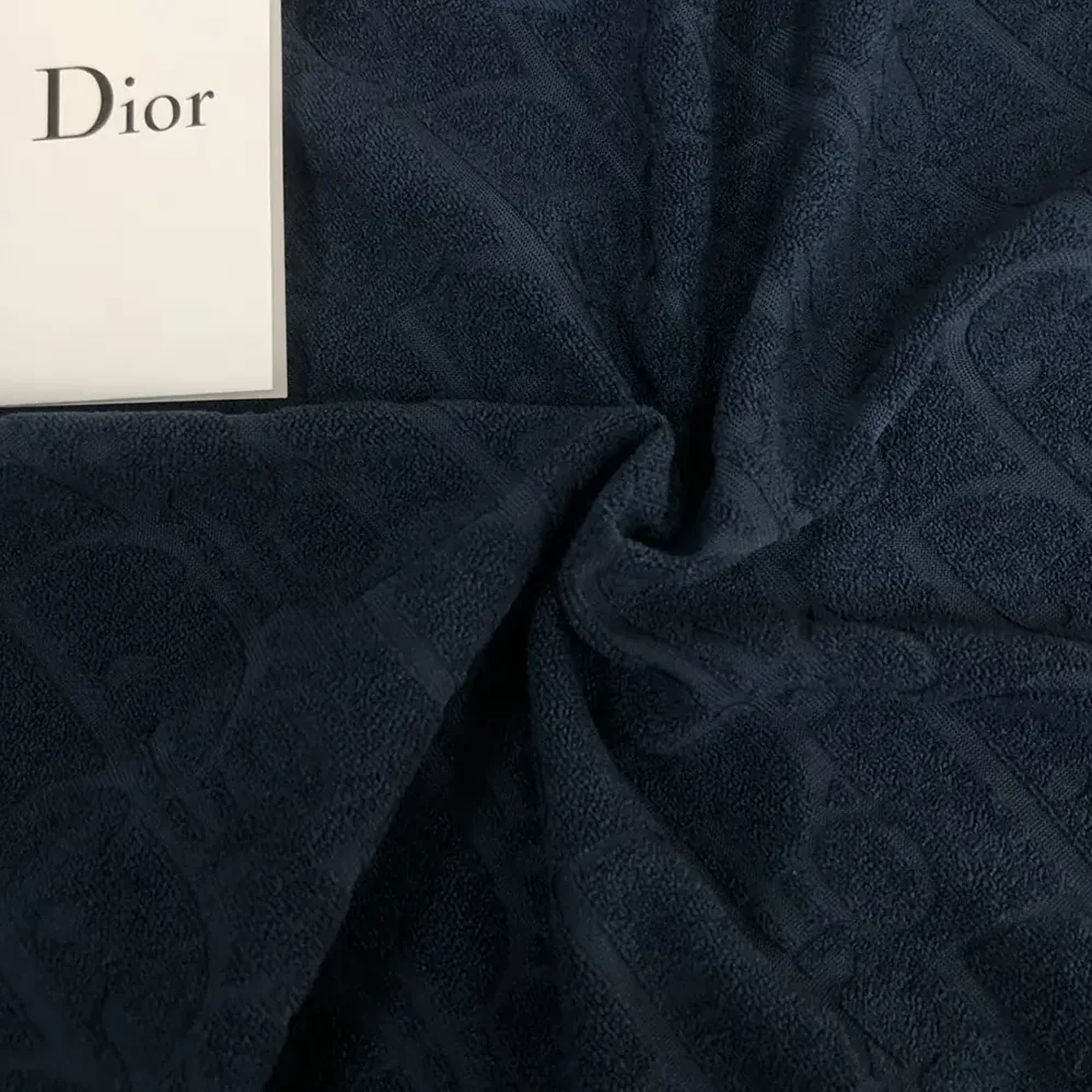Dior Oblique Relaxed-Fit T-Shirt Navy Blue Terry Cotton Jacquard for Men