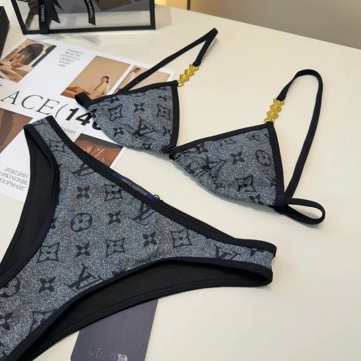 Louis Vuitton Monogram Triangle Bikini Grey Monogram Louis Vuitton Monogram Triangle Bikini Grey Monogram