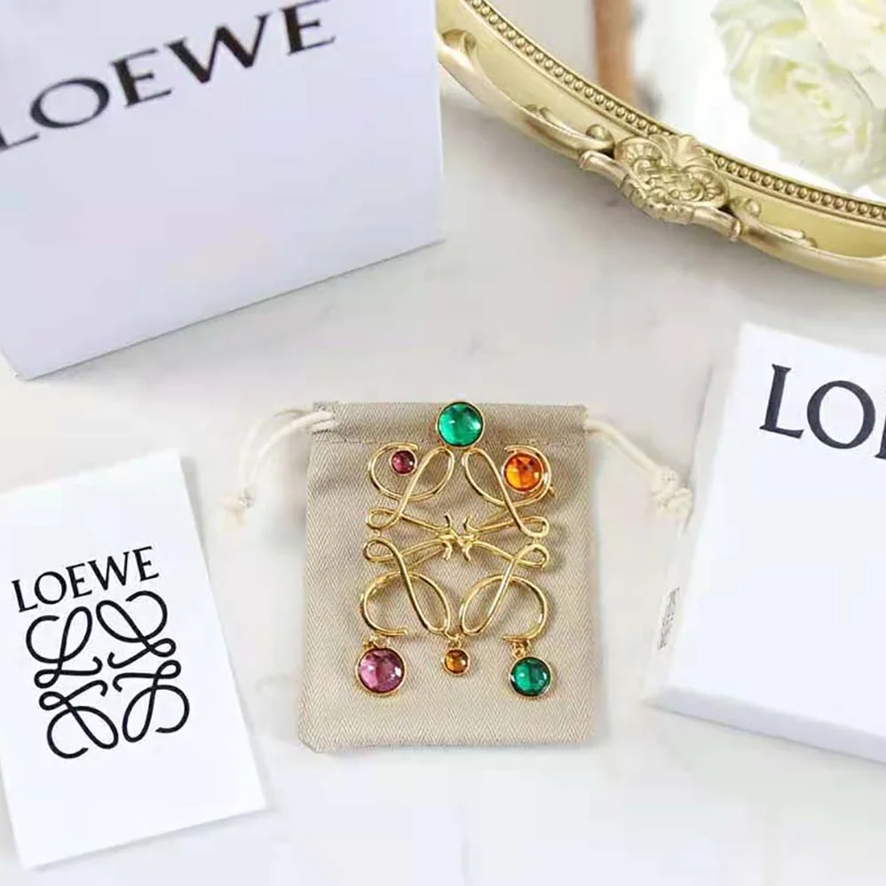 Loewe Small Anagram Brooch in Metal for Women