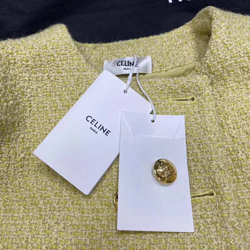 Celine Chasseur Jacket in Boucle Tweed for Women in Yellow
