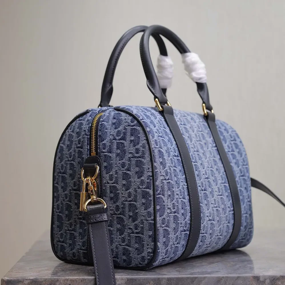 Dior Groove 25 Bag Blue Denim Dior Oblique Jacquard for Women