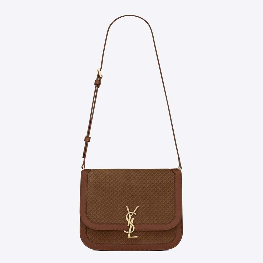 Saint Laurent YSL Solferino Medium Satchel in Leather and a Braided Suede Print for Women Saint Laurent YSL Solferino Medium Satchel in Leather and a Braided Suede Print for Women