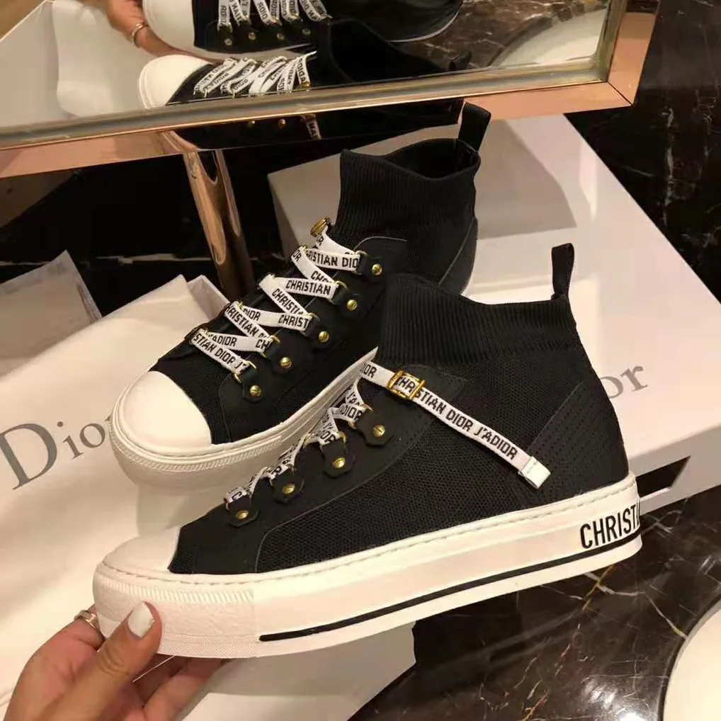 Dior Walk'N'Dior Techincal Knit Mid-Top Sneaker for Women in Black Dior Walk'N'Dior Techincal Knit Mid-Top Sneaker for Women in Black