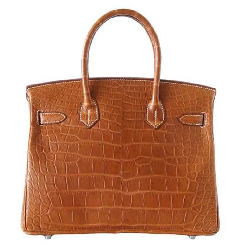 Hermes Birkin 30 Bag in Alligator Leather with Gold Hardware in Brown Hermes Birkin 30 Bag in Alligator Leather with Gold Hardware in Brown
