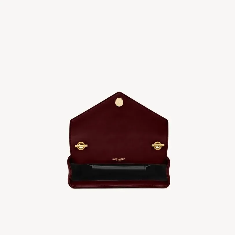 Saint Laurent Loulou Mini Shoulder Bag in Rouge Cabernet Gold Hardware