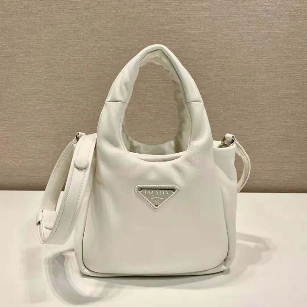 Prada Small Padded Prada Soft Nappa-Leather Bag for Women in White Prada Small Padded Prada Soft Nappa-Leather Bag for Women in White