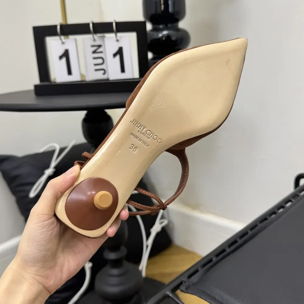 Jimmy Choo Lauri 50 Tan Mix Suede Slingbacks with Beads for Women in Brown Jimmy Choo Lauri 50 Tan Mix Suede Slingbacks with Beads for Women in Brown