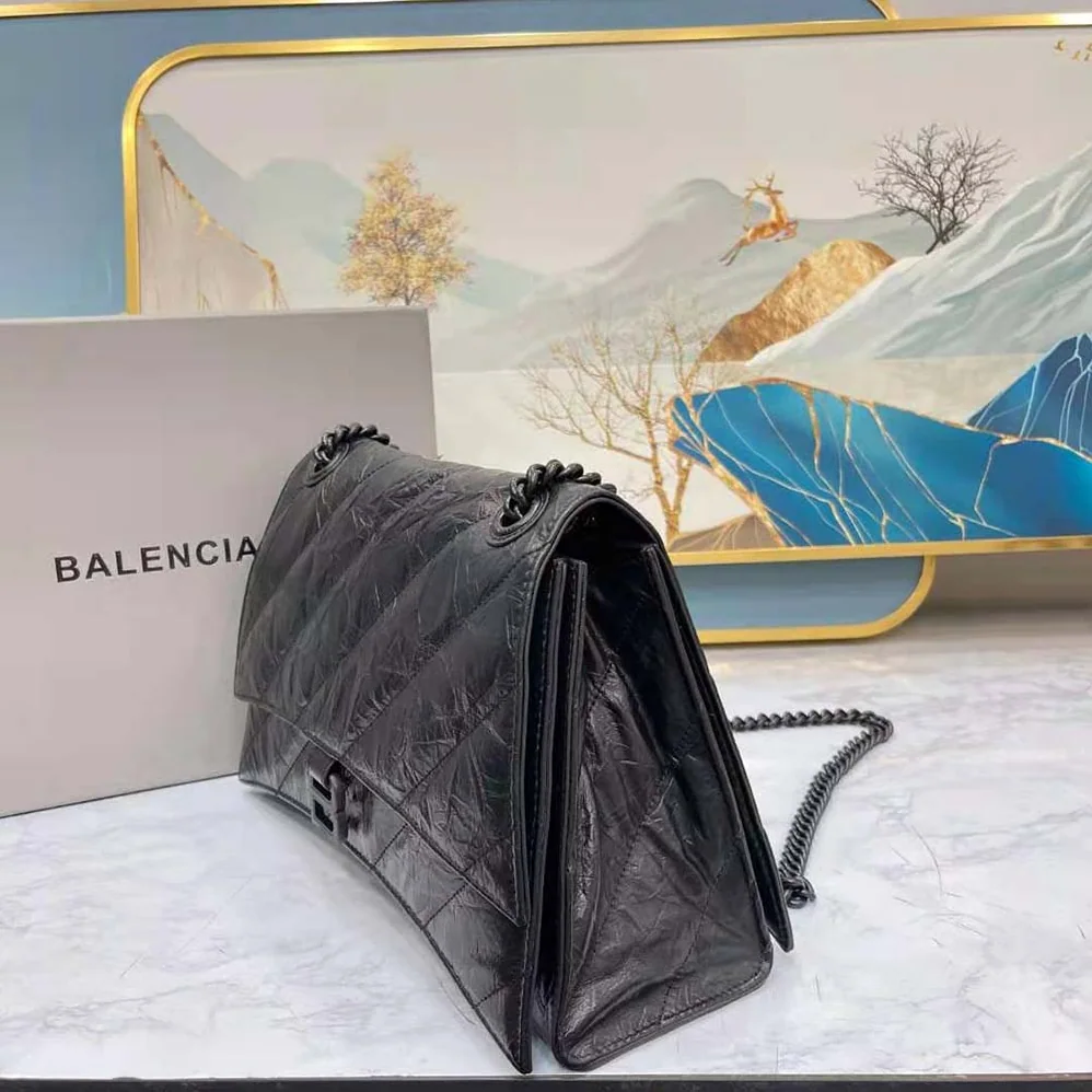 Balenciaga Crush Medium Chain Bag Quilted in Black for Women Balenciaga Crush Medium Chain Bag Quilted in Black for Women