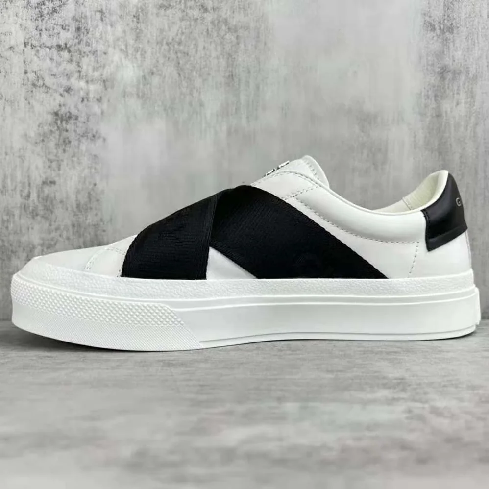 Givenchy City Sport Sneakers in Leather with Double Webbing Strap for Men in White