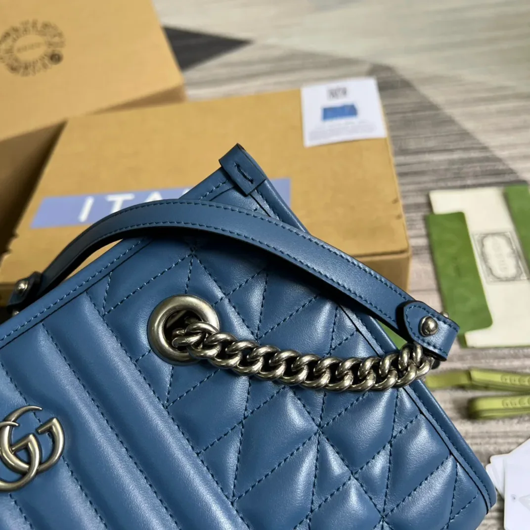 Gucci Marmont Small Matelasse Tote Blue