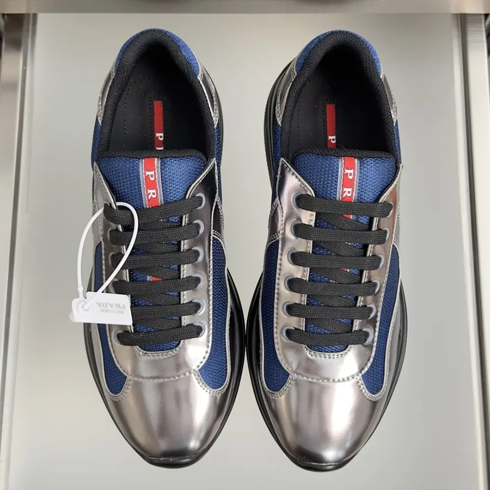 Prada Patent Leather And Technical Fabric Prada America'S Cup Sneakers for Unisex in Navy Prada Patent Leather And Technical Fabric Prada America'S Cup Sneakers for Unisex in Navy