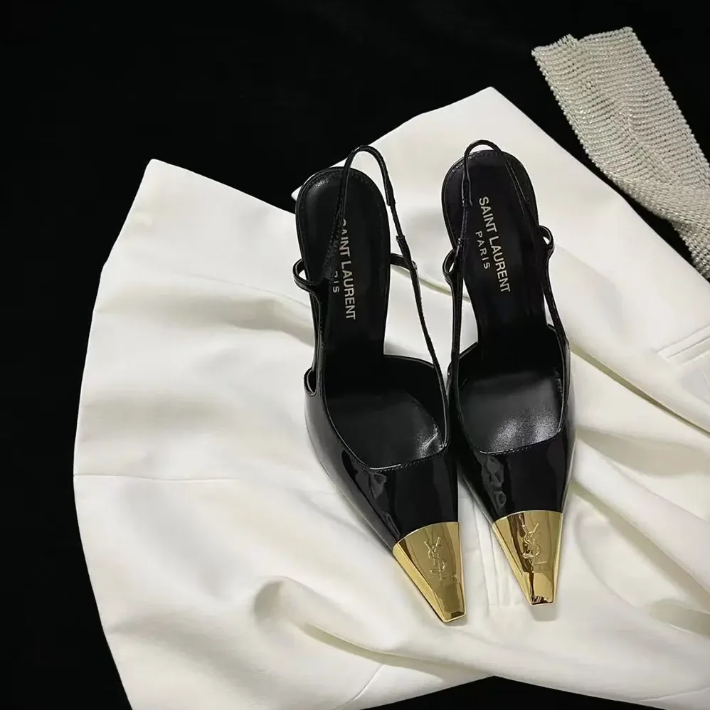 Saint Laurent YSL Jeanne Slingback Pumps In Smooth Leather for Women in Black