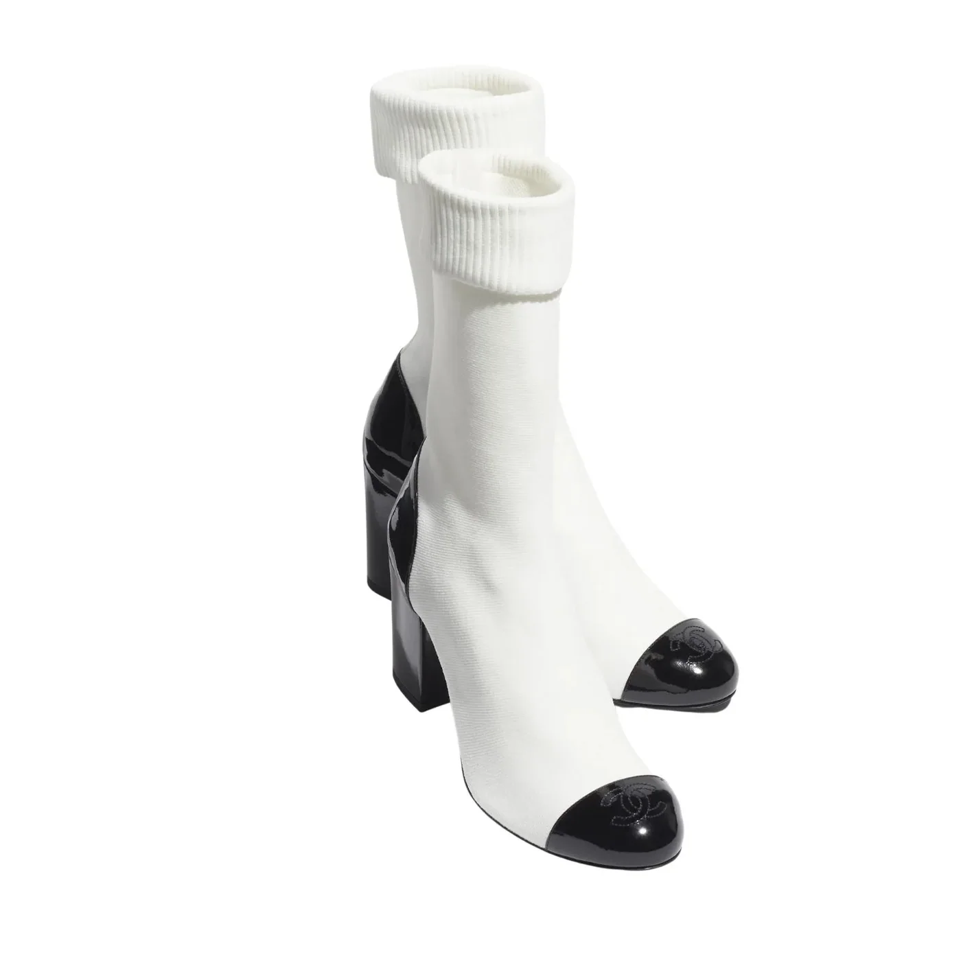 Chanel Short Boots White And Black