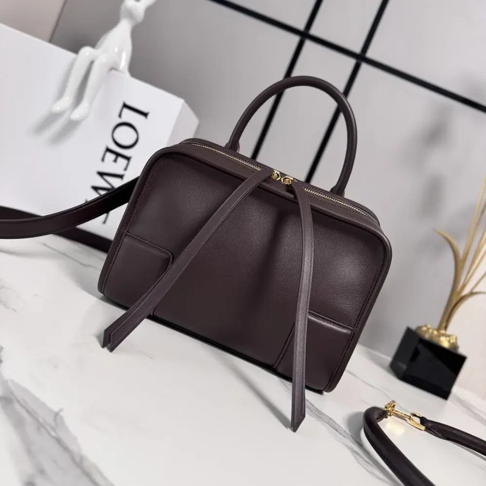 Loewe Small Amazona 180 Bag in Soft Calfskin for Women in Dark Chestnut