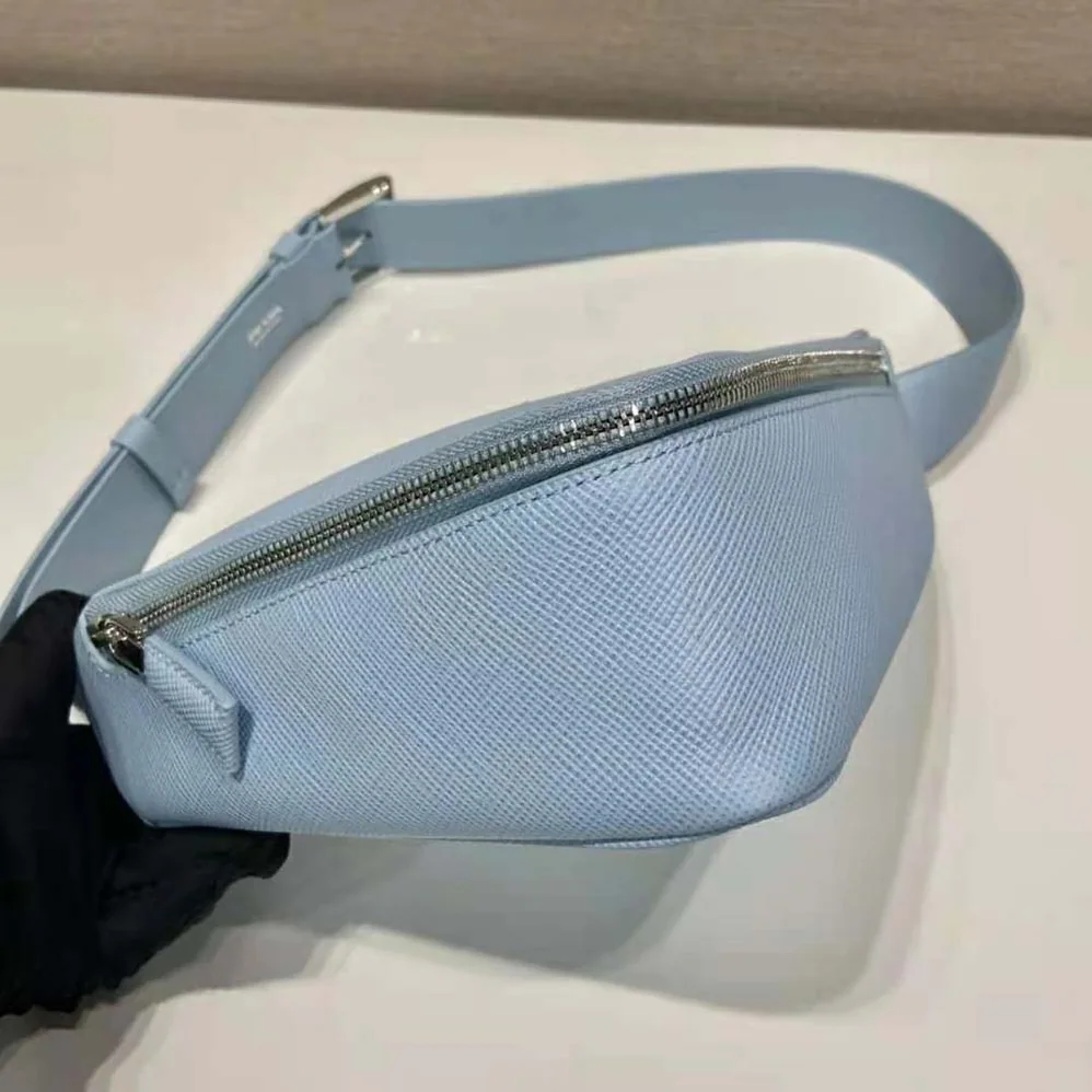 Prada Saffiano Leather Belt Bag for Unisex in Blue Prada Saffiano Leather Belt Bag for Unisex in Blue