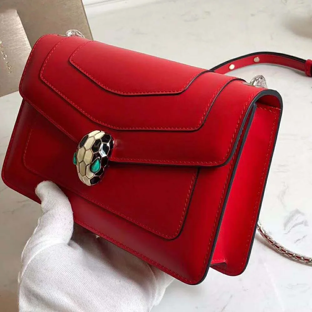 Bvlgari Flap Cover Bag Serpenti Forever in Red Calf for Women