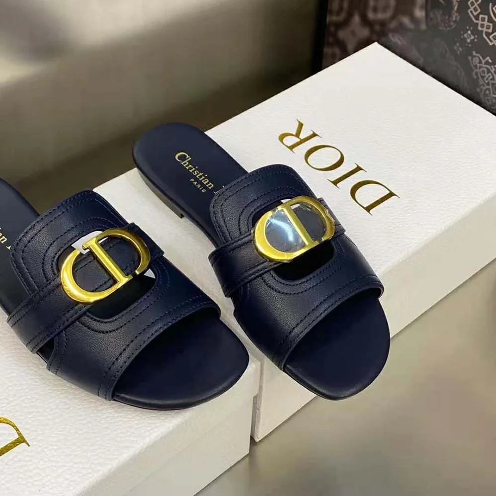 Dior 30 Montaigne Slide Black Calfskin for Women Dior 30 Montaigne Slide Black Calfskin for Women